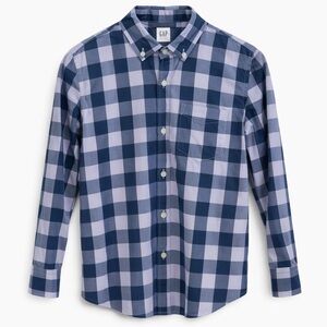 GAP Boys Navy and Light Lavendar Plaid Shirt